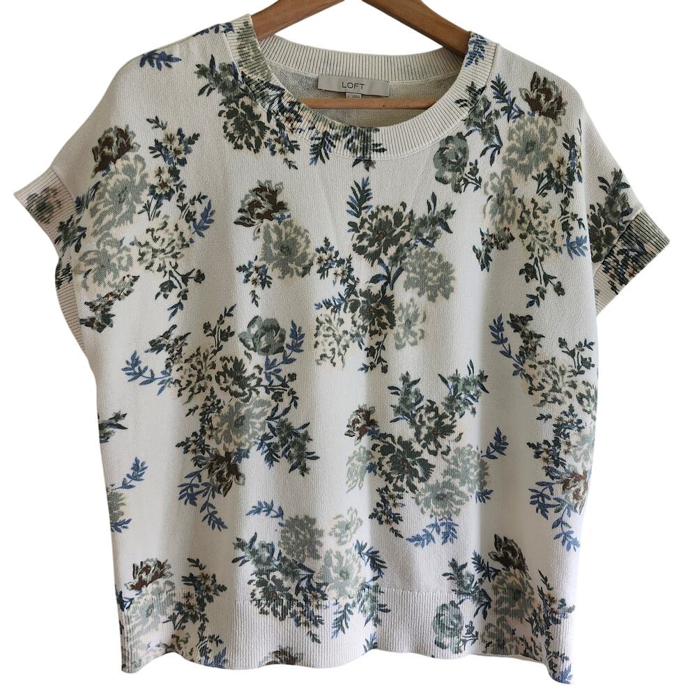 Loft Floral Lightweight Sweater Tee Size Large